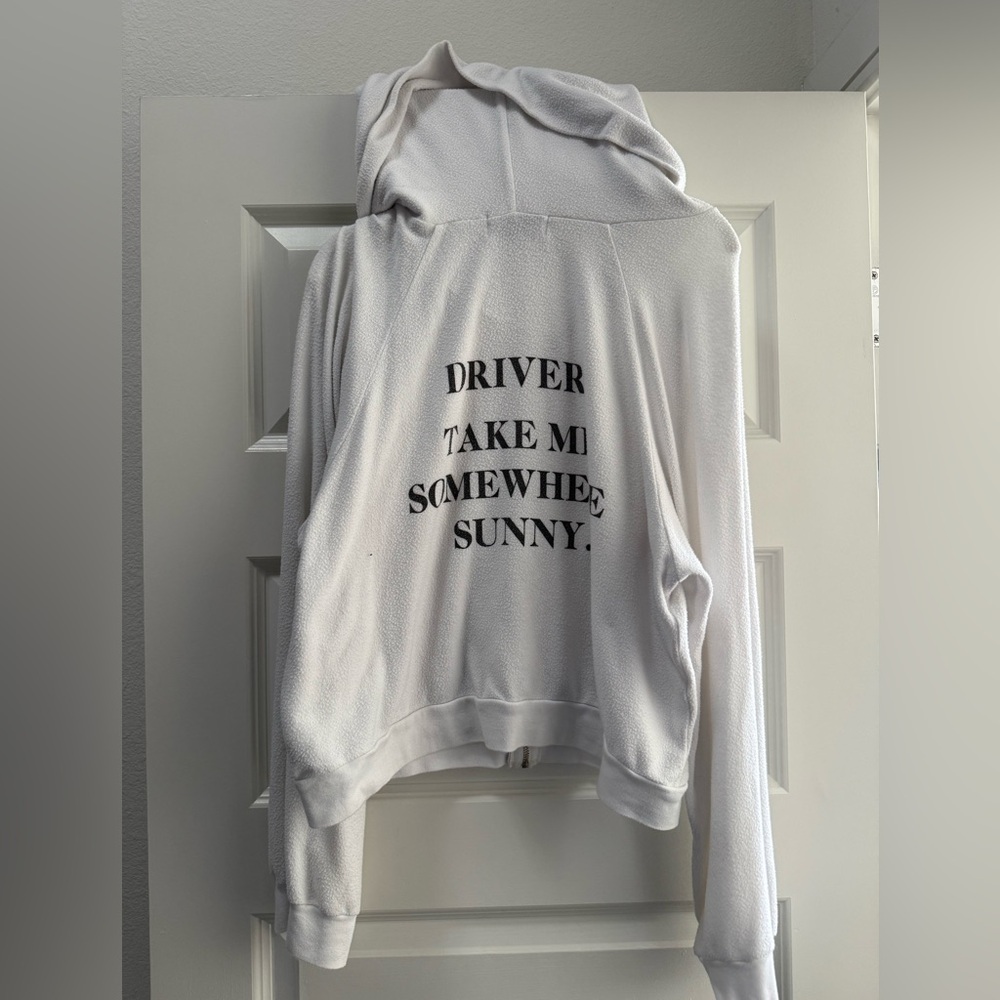 Wildfox Zip Up Hoodie ‘Driver, Take Me Somewhere Sunny' Graphic - Picture 3 of 4